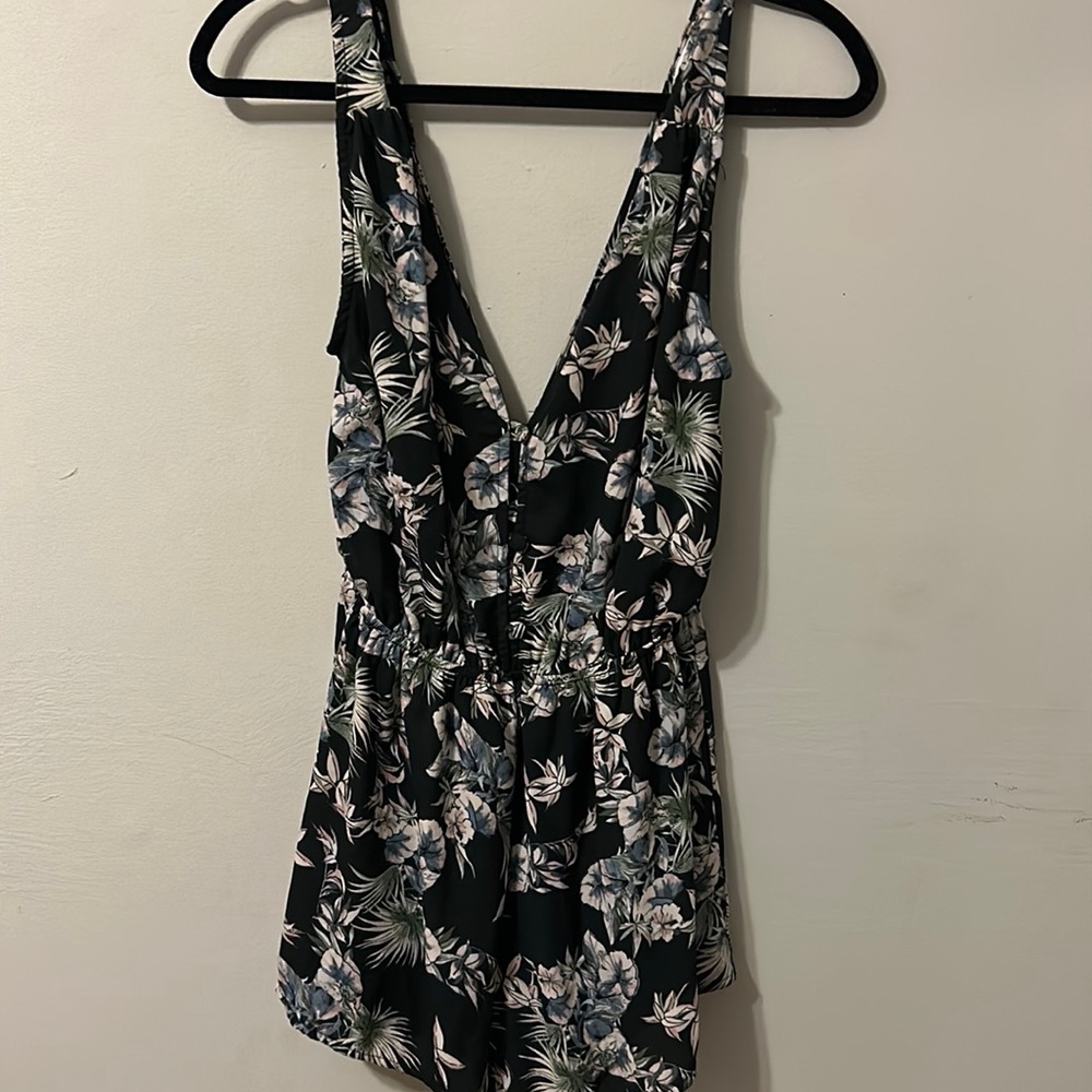 Deep V Floral Romper